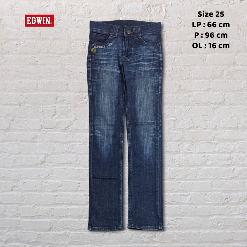 Size 25 Celana Panjang Longpants Jeans Edwin Dark Blue Washed Fading Skinny Original Second Preloved