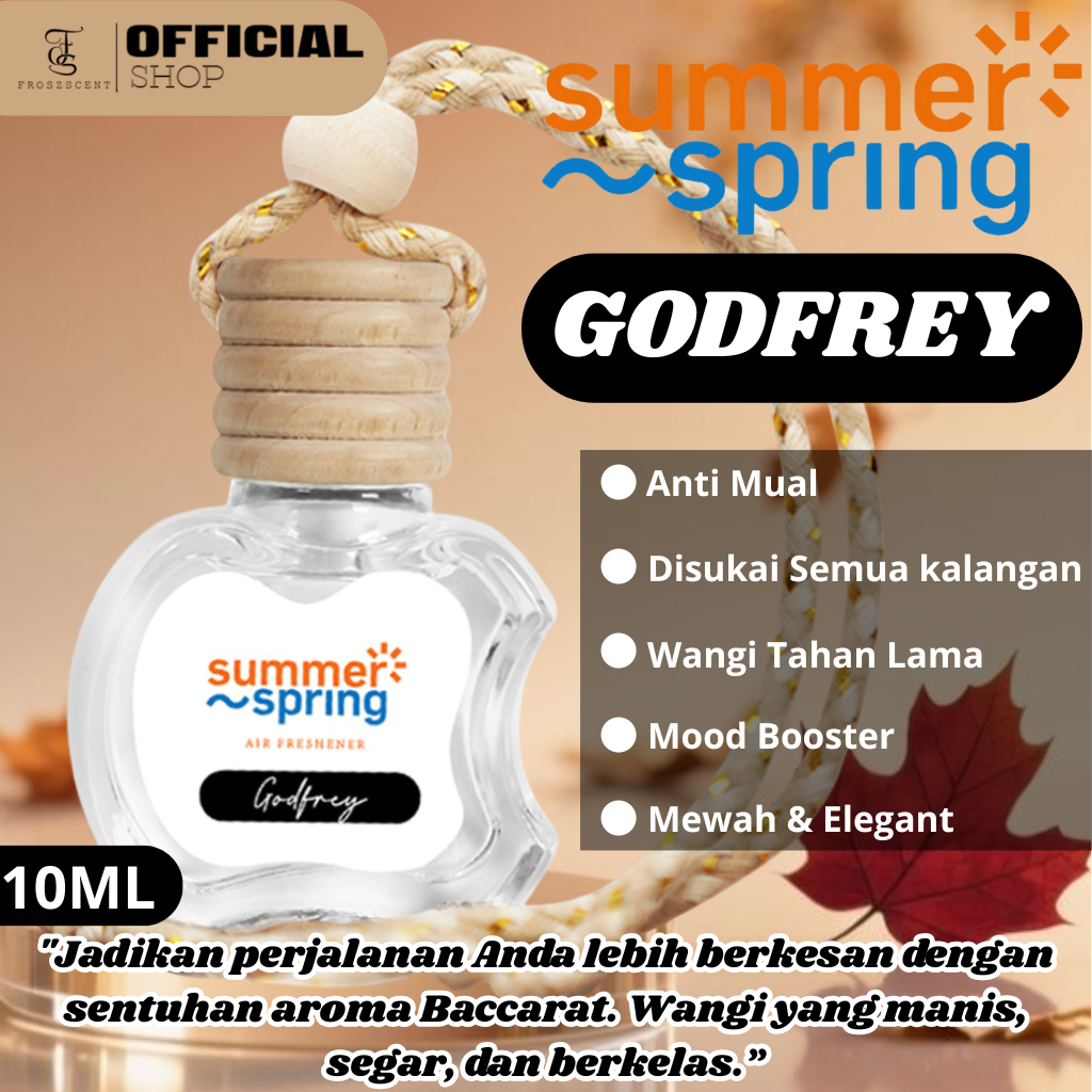Parfum Mobil Mewah Premium Godfrey [BACCARAT] Botol Apel Gantung Aromatherapy Summer Spring 10ML
