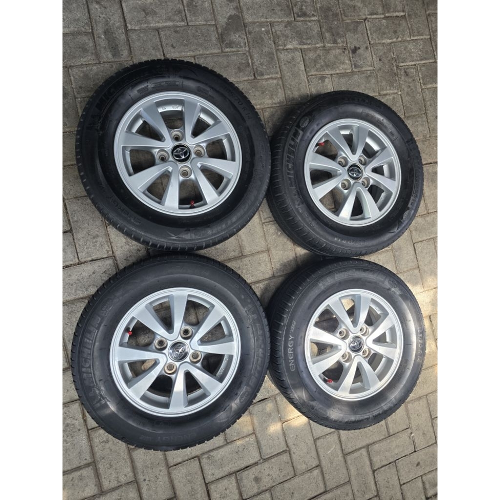 Velg R14 Grand New Avanza 2016 Type G Original Copotan Mobil + Ban Tubless Michelin Energy XM2