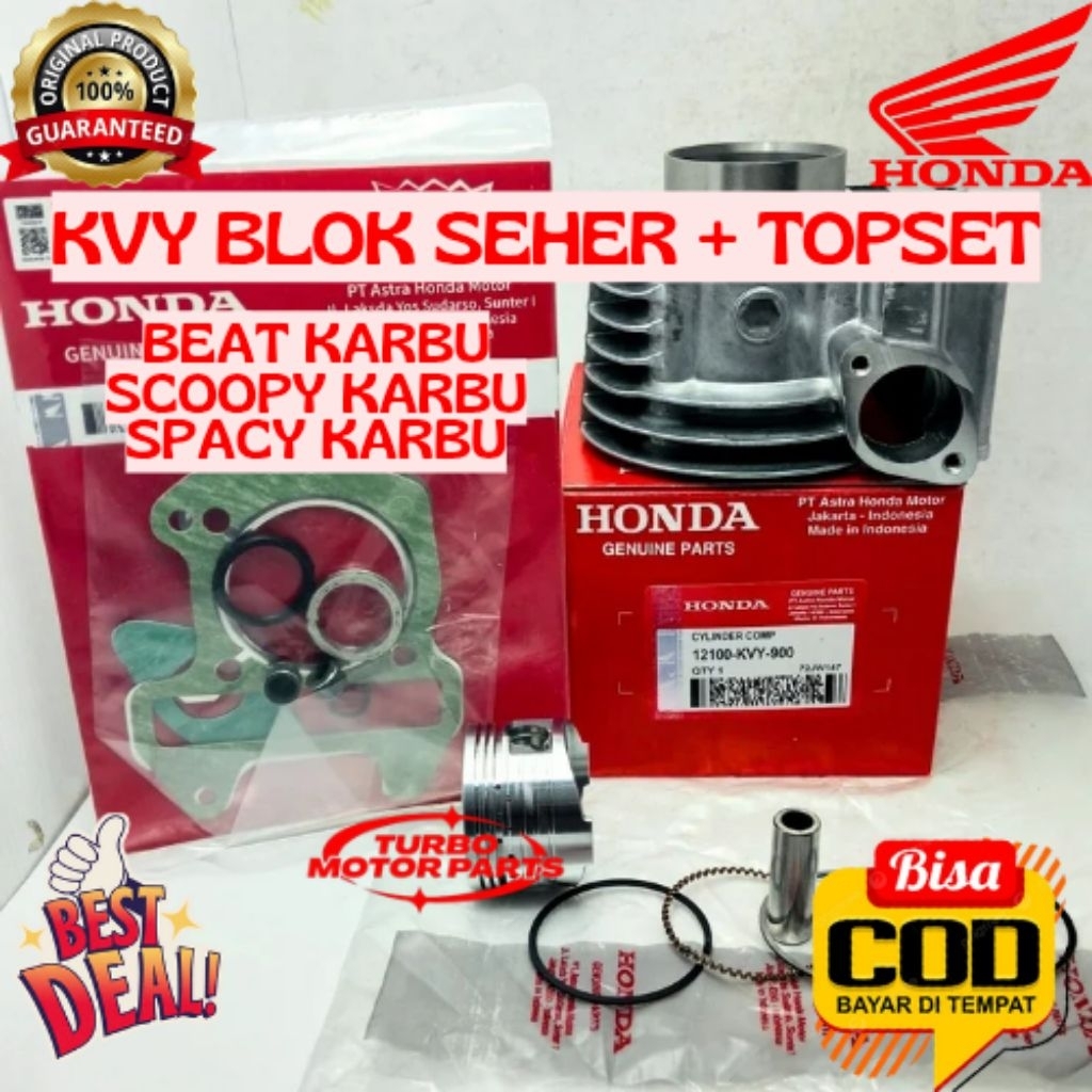 BLOK SEHER + TOPSET ORIGINAL HONDA KODE KVY, BLOK SEHER + TOPSET BEAT KARBU, BLOK SEHER + TOPSET SCO