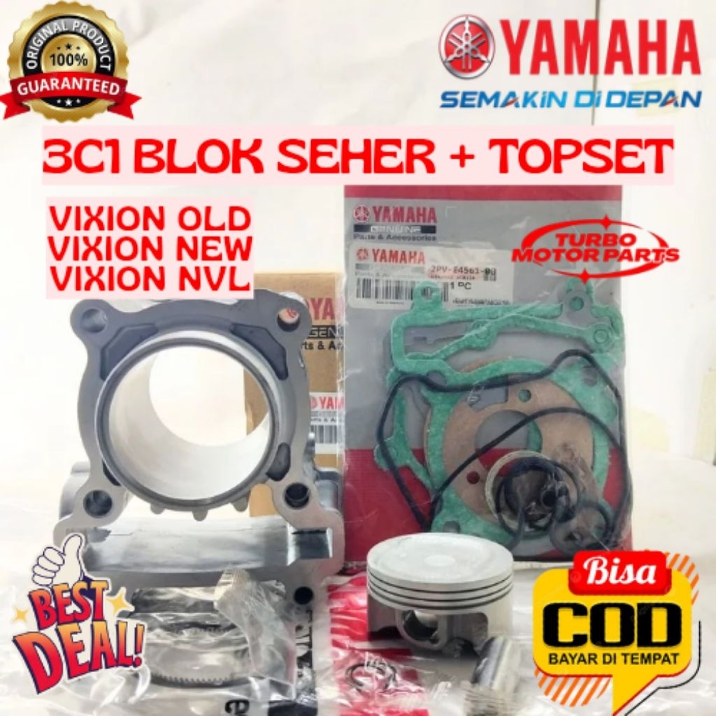 BLOK SEHER + TOPSET ORIGINAL YAMAHA KODE 3C1, BLOK SEHER + TOPSET VIXION OLD, BLOK SEHER + TOPSET VI