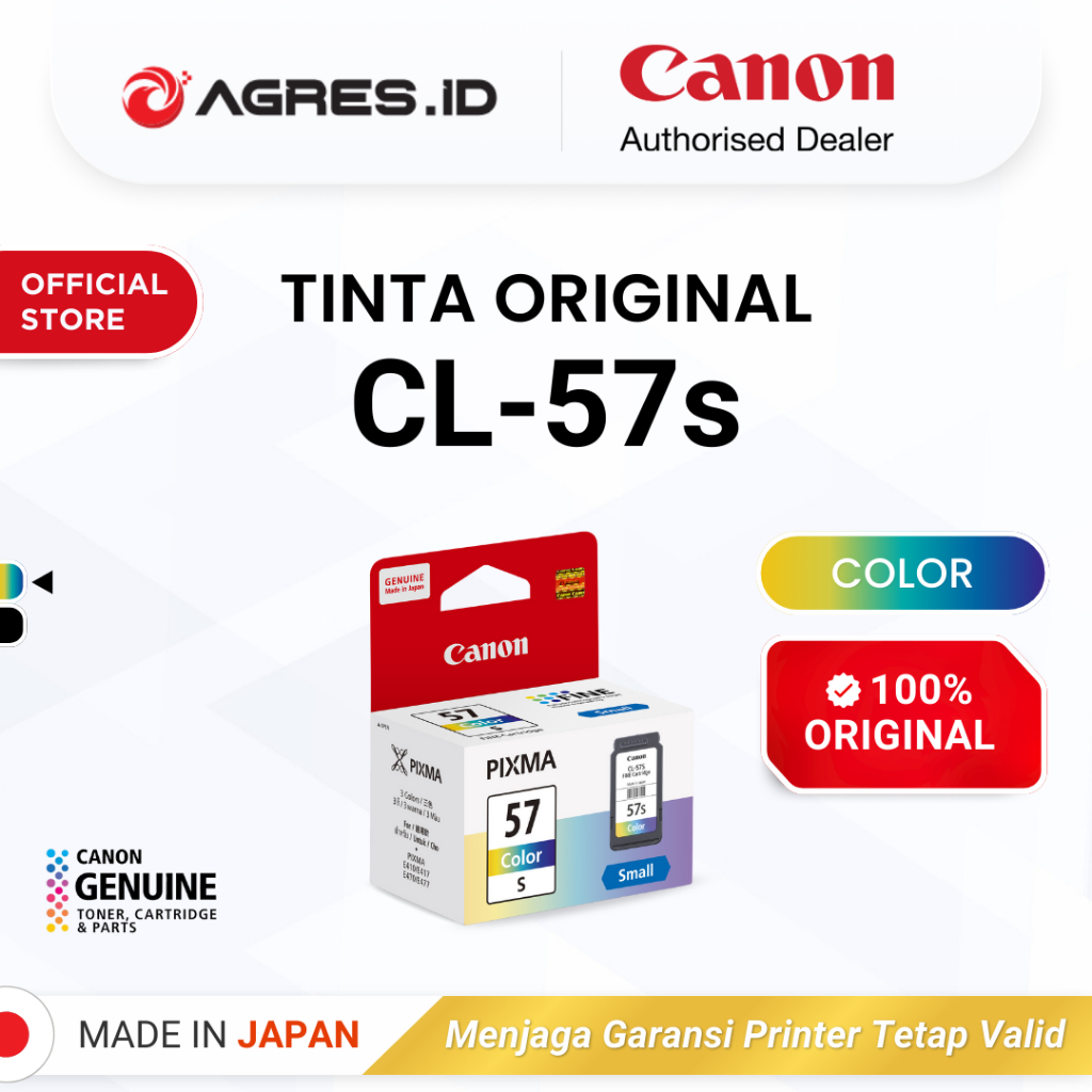 100% ORIGINAL Tinta Canon CL 57 Small Color - Tinta Canon E410 E470 E3470 E4570 - Tinta Asli