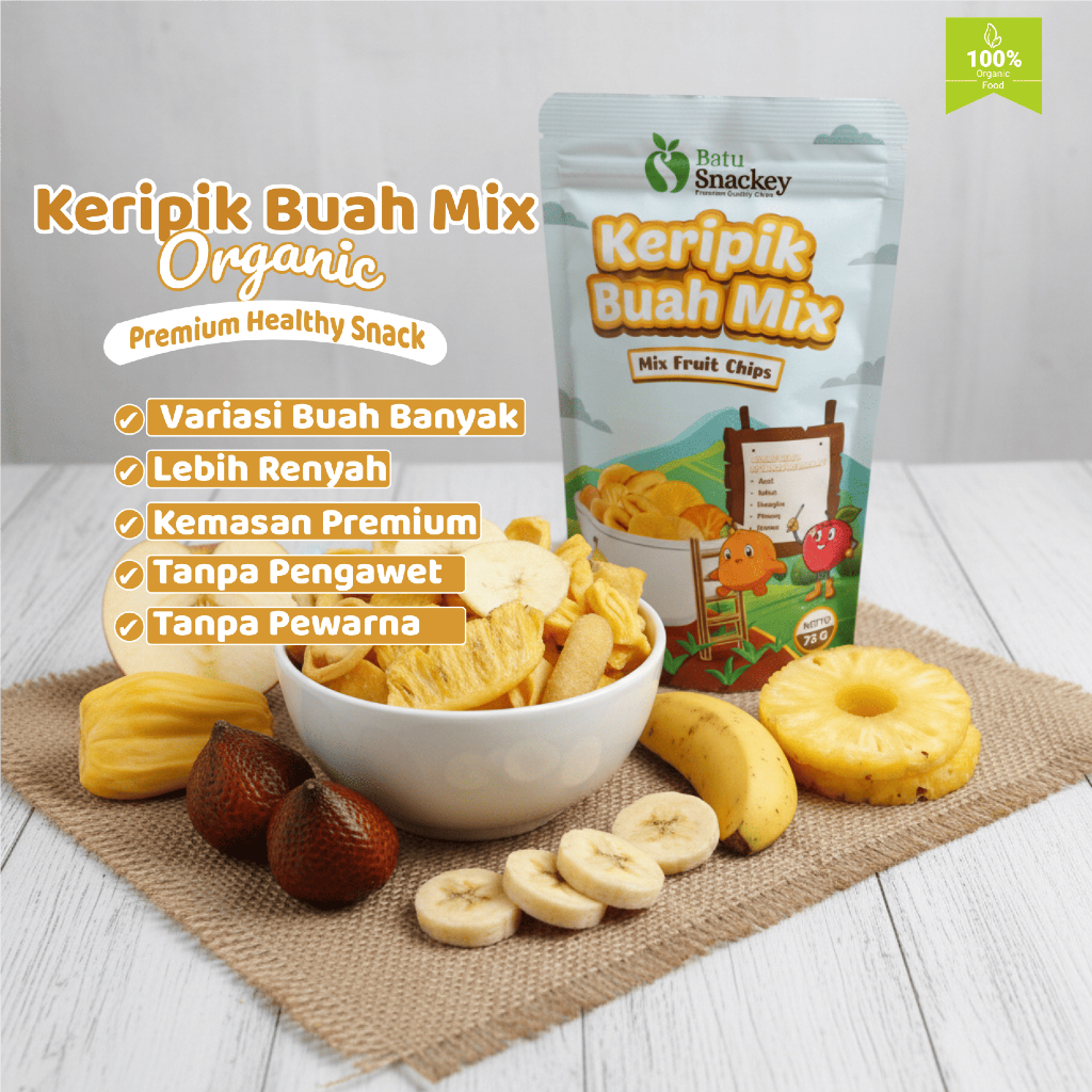 Keripik Buah Mix 75g – Keripik Buah Vacuum Frying Renyah Alami