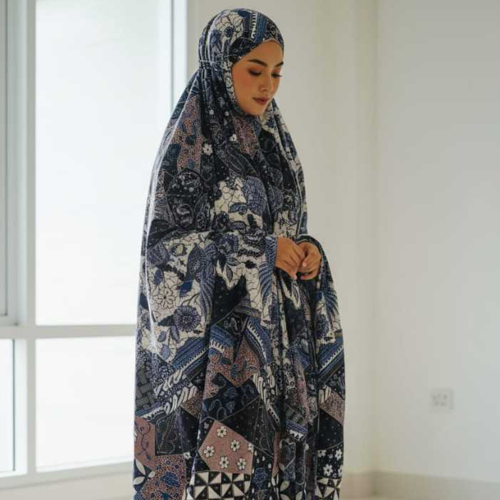 Mukena Batik Dewasa Super Jumbo Rayon Premium - Mukena Adem Motif Songket Solo Tidak Luntur 2in1