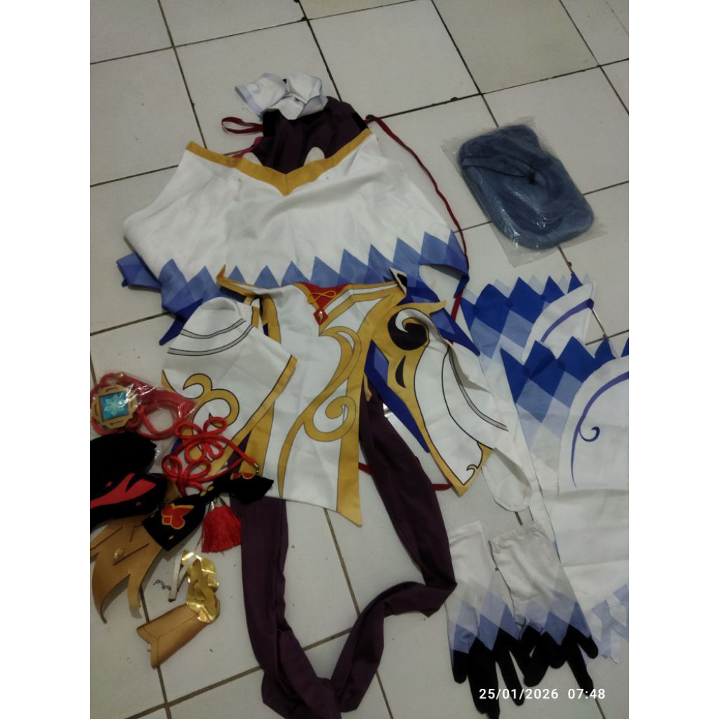 Preloved Fullset Cosplay Ganyu Genshin Impact Size XL Lengkap Wig Aksesories Yangyangwo Manmei Panja
