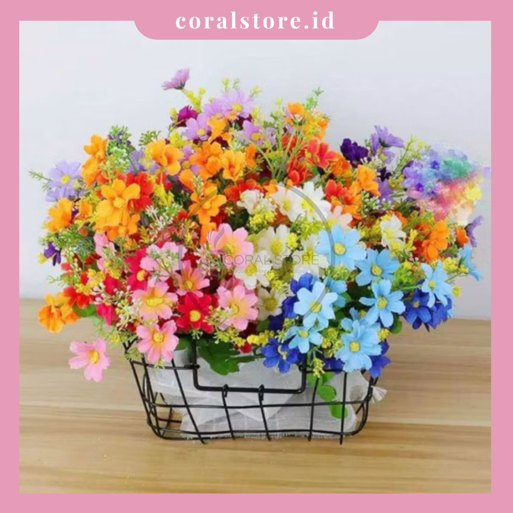 BUNGA ASTER KECIL ARTIFICIAL - BUNGA DEKORASI PELAMINAN - BUNGA HIASAN BUKET - BUNGA ARTIFICIAL MURA