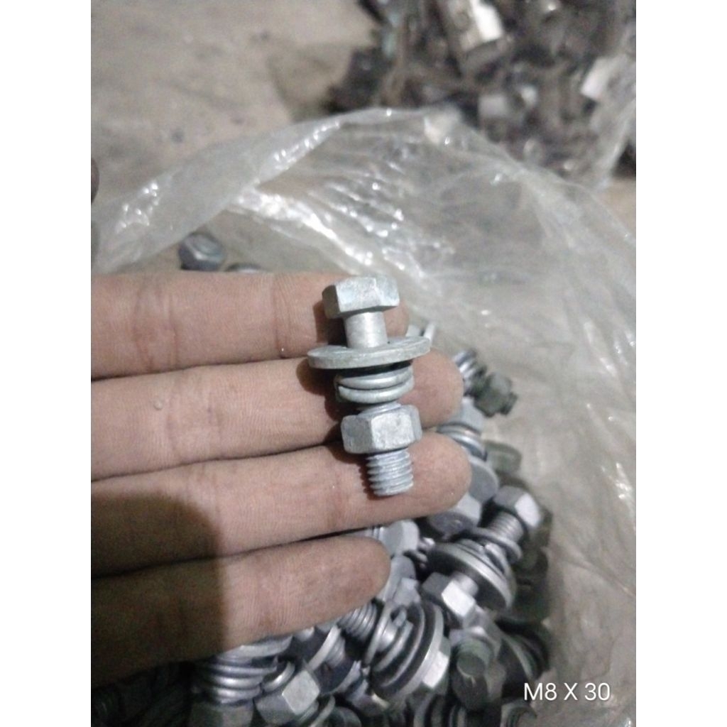 Baut M8X30mm HDG/Hot Dip Galvanis