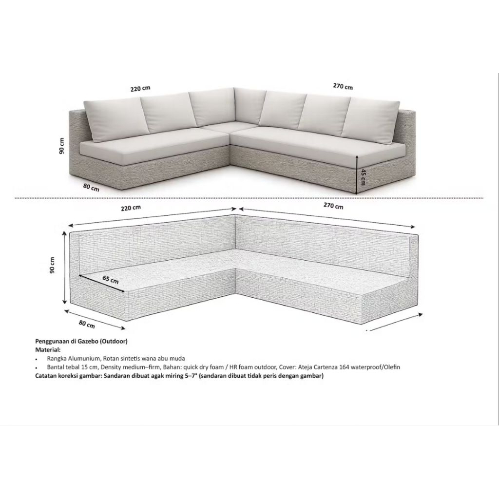 custom sofa rangka almunium _ rotan sintetis original expor