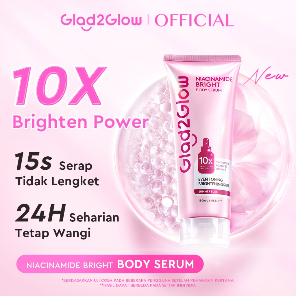 [ New Launch ] GLAD2GLOW NIACINAMIDE BODY SERUM BODY LOTION 10X Cerah Instant Absorb Whiten Tone Up 