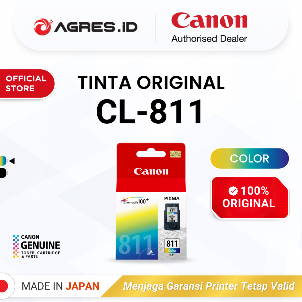 100% ORIGINAL Tinta Canon CL 811 Color - Printer iP2770 MP258 MP287 - Tinta Asli