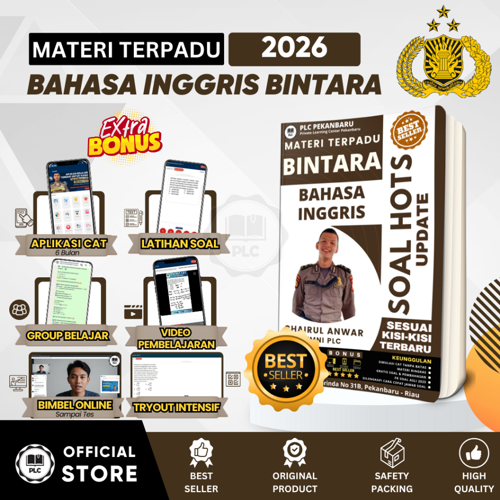 PLC - Buku Materi & Bank Soal HOTS Bahasa Inggris Persiapan Tes Masuk Bintara POLRI 2026