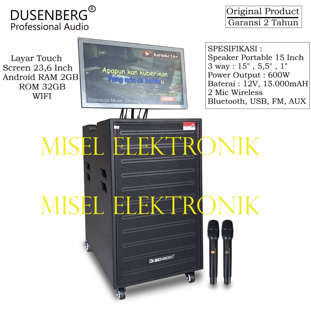 Speaker Portable Karaoke 15 Inch Dengan Layar Monitor Dusenberg VOX PRO