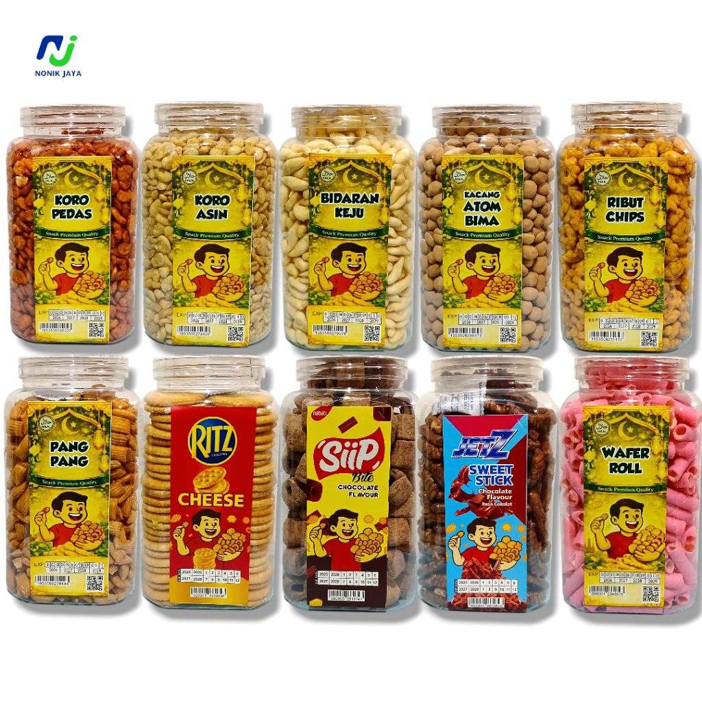 ( KEMASAN TOPLES PREMIUM ) Aneka Camilan Kering Kacang Koro Kacang Atom Pang Pang Ribut Chips Bidara