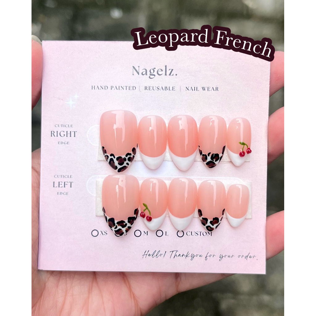 Leopard french - PRESS ON NAIL / KUKU PALSU / NAIL ART / KUKU PALSU MURAH / KUKU PALSU MEDAN / PRESS