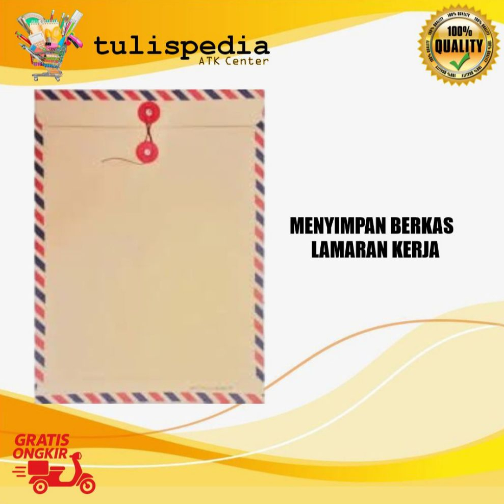 Amplop Lamaran Kerja Coklat Tali Folio Desain Elegan Kertas Tebal
