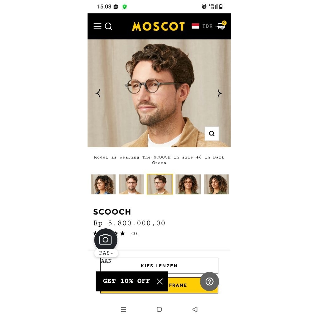 kacamata frem original moscot scoohc col.black(size 46-21-150)