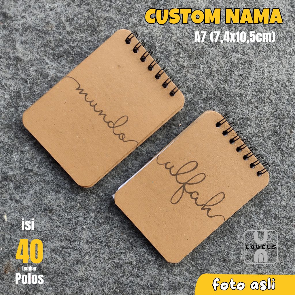 Notebook Mini A7 CUSTOM NAMA Buku Tulis Scrapbook Mini Buku Notes Kecil Alat Tulis CUSTOM NAMA