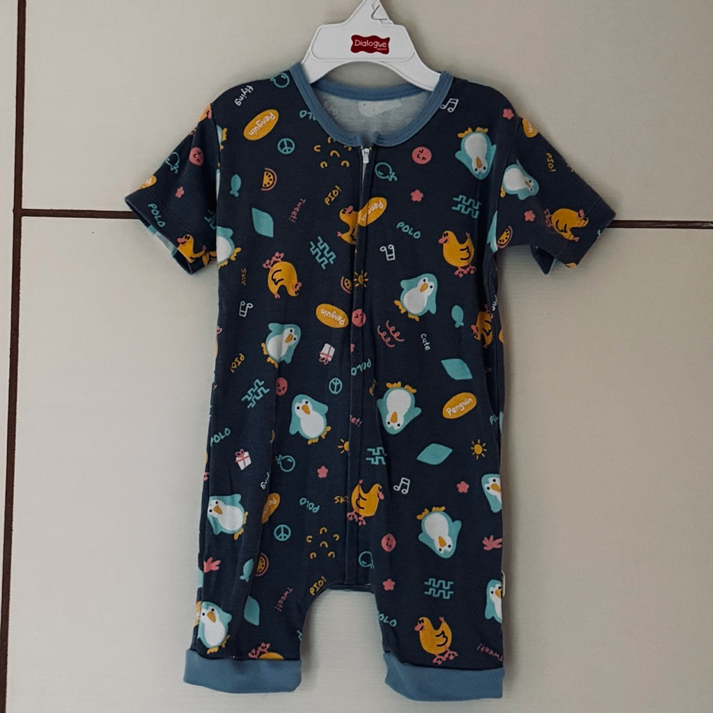 LINCO Romper Zipper Pendek Bayi 0-8 bln - setelan baju bayi - resleting jumpsuit short