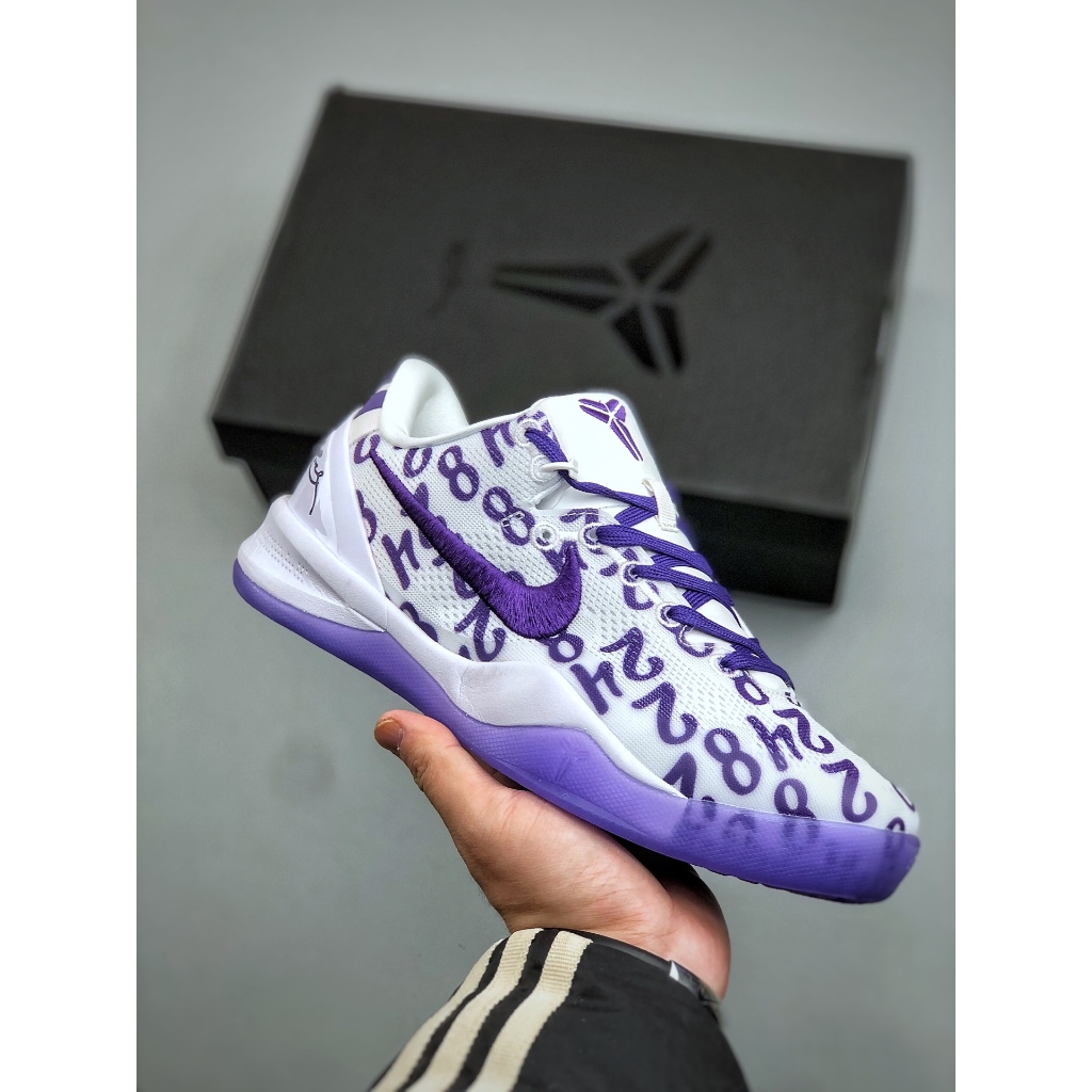 Kobe 8 Protro Court Purple Original Sepatu Basket Unisex Low Cut Putih Ungu
