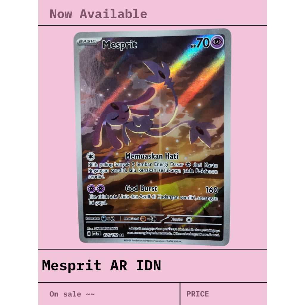 Kartu pokemon art rare "AR" Mesprit IDN