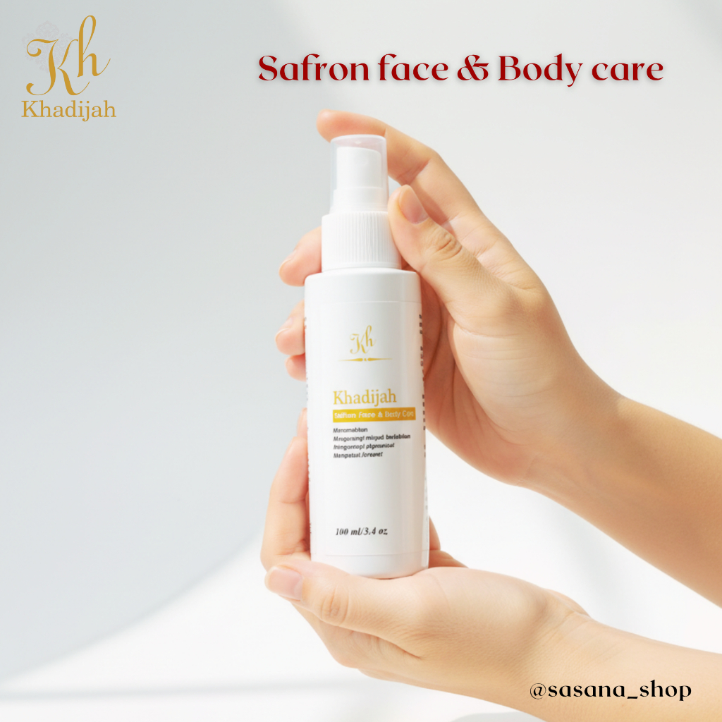 Khadijah Saffron Face & Body Care Mist 100ml - Face Mist Saffron Murni - Penyegar Wajah & Badan Glow