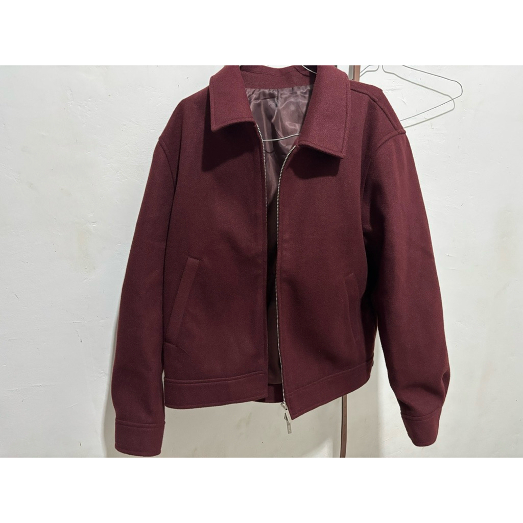 preloved jacket wool fiber signore maroon