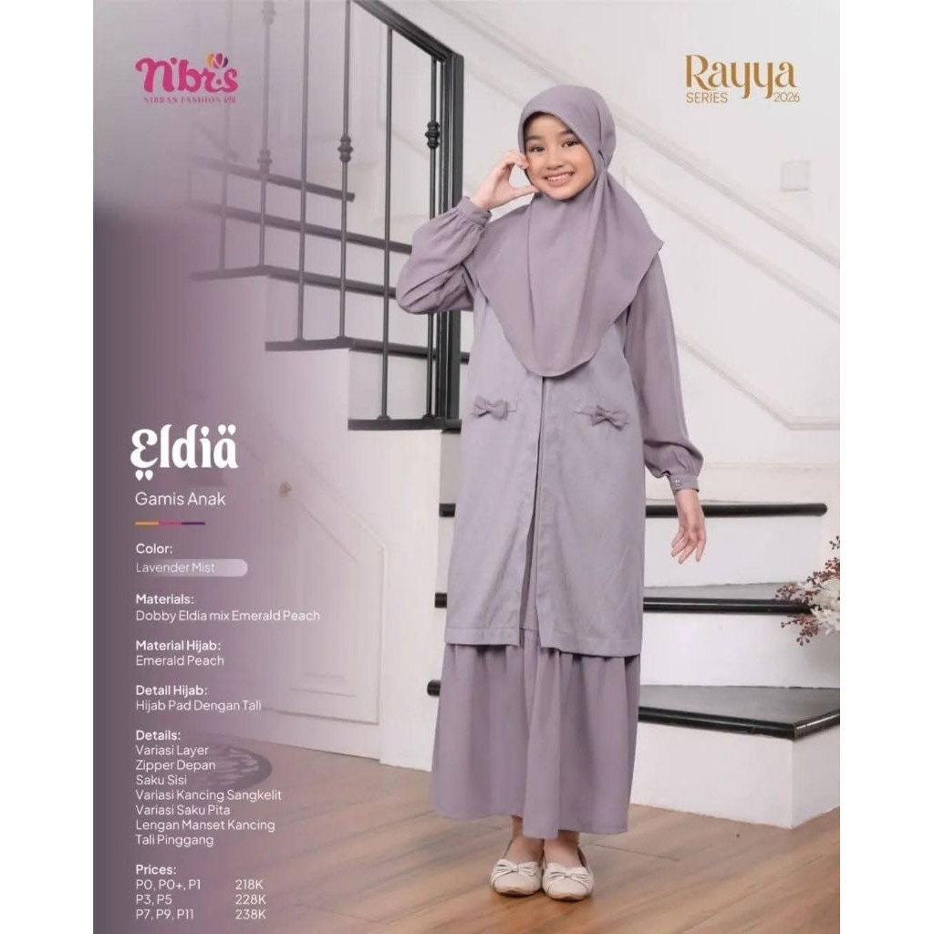 Sarimbit Nibras eldia lavender mist (gamis anak)