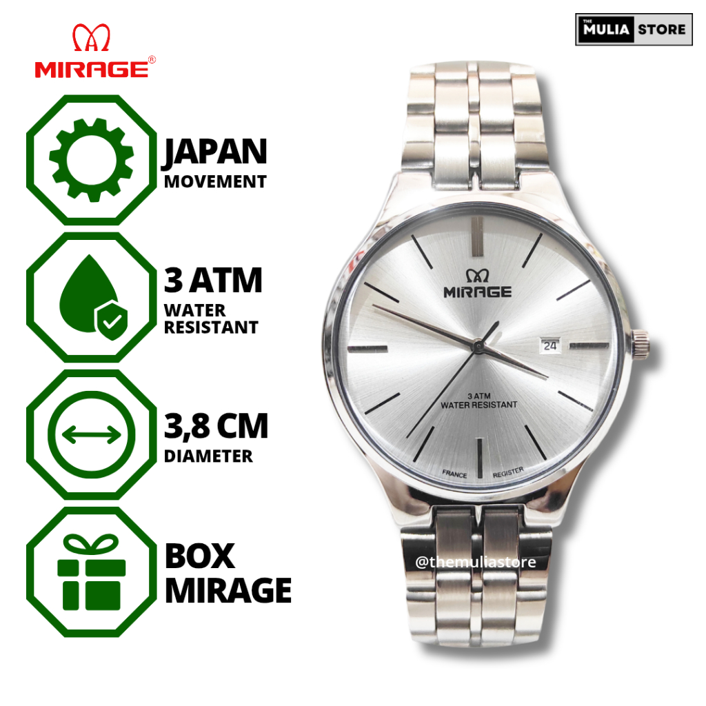 MIRAGE Jam Tangan Pria Mirage Original 18602 M Tanggal Analog