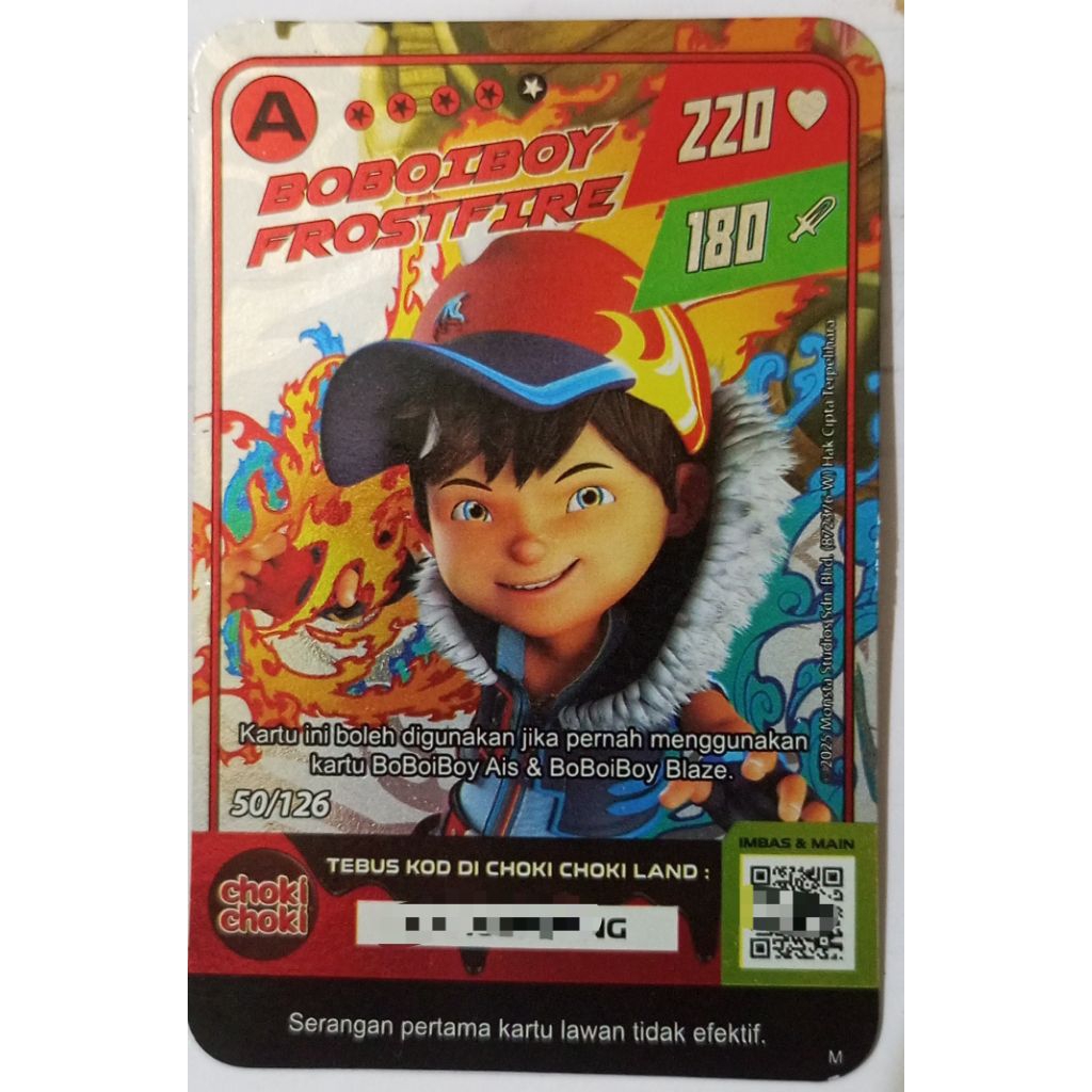 KARTU BOBOIBOY FROST FIRE 220/180