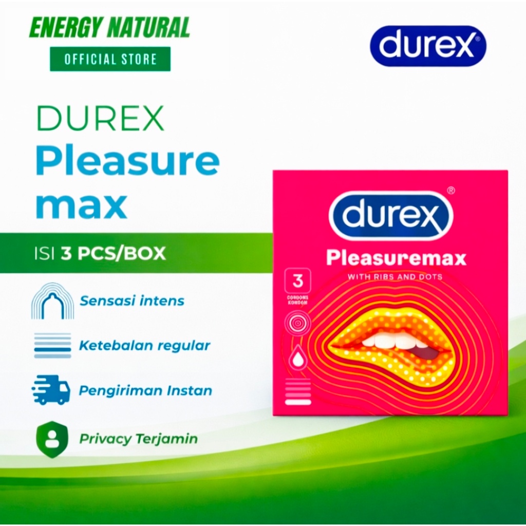 Kondom Durex PleasureMax 1 Box isi 3 Pcs Condom Pria Bergerigi Sensasi Intens