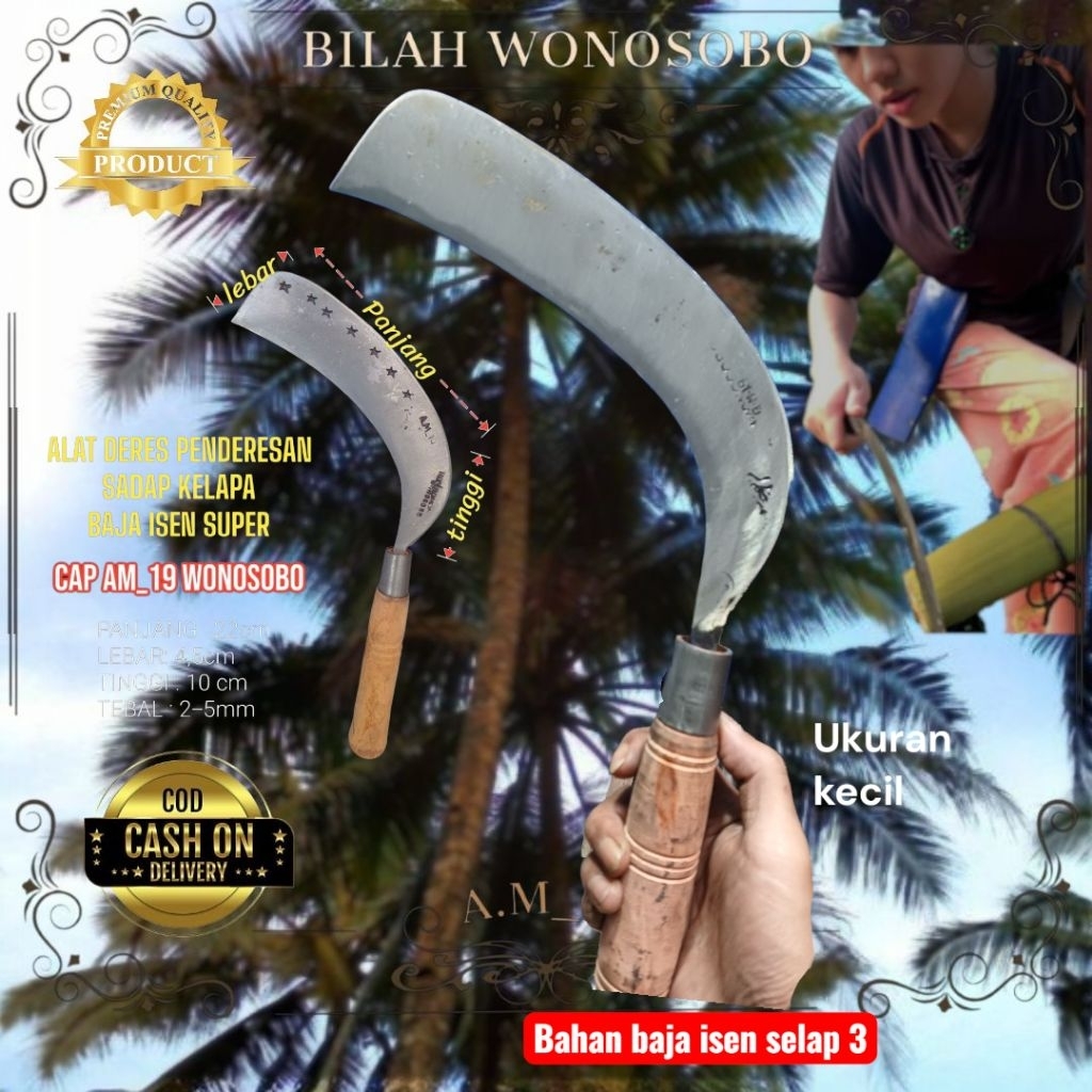 Arit Deres Sadap Kelapa Ukuran Mini Paksi Lurus Baja Selap 3 Super Asah AM19 Wonosobo