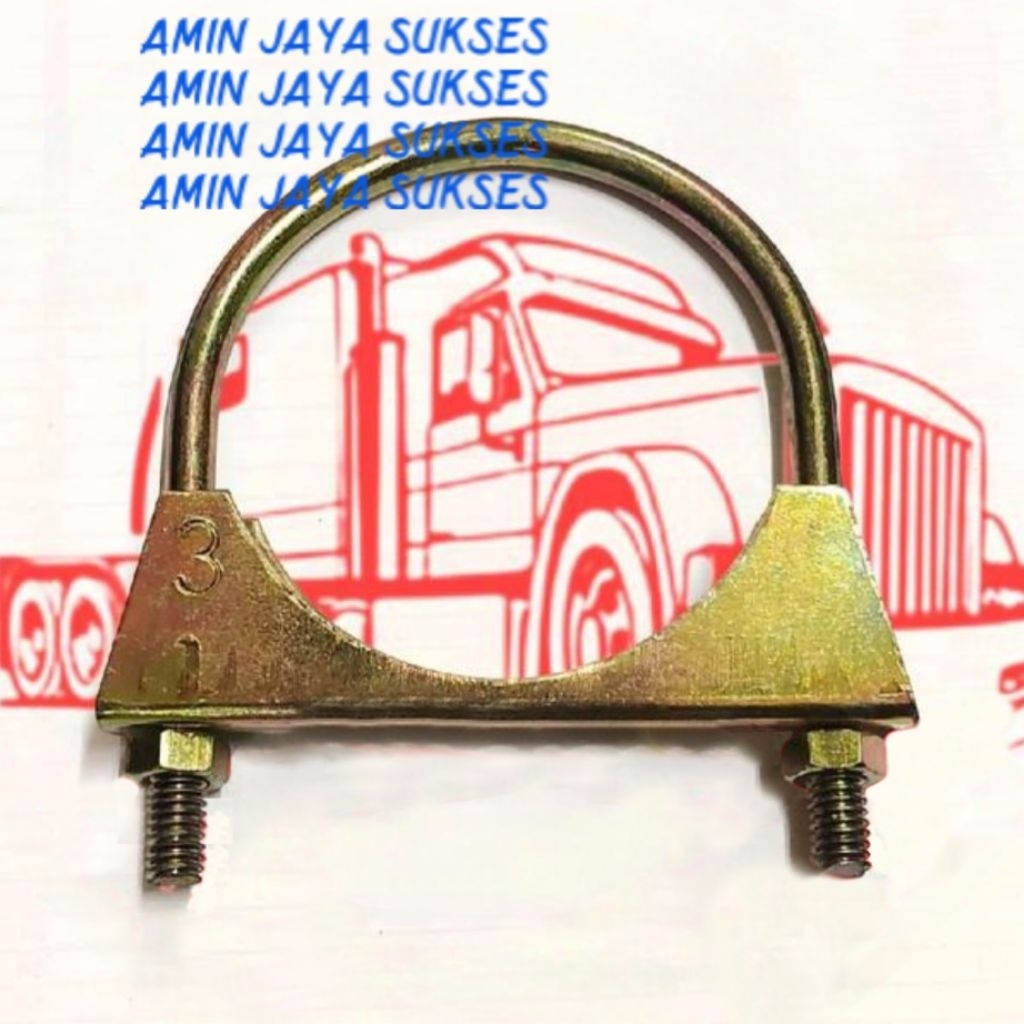 Klem Knalpot Klem Pipa Klem U Bolt 3 Inch Clamp Exhaust 3" Galvanis Kuning Klem U