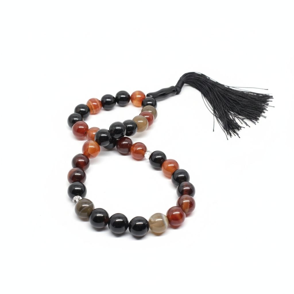 Tasbih Batu Aki Sulaiman Madu 12Mm 33Butir Natural