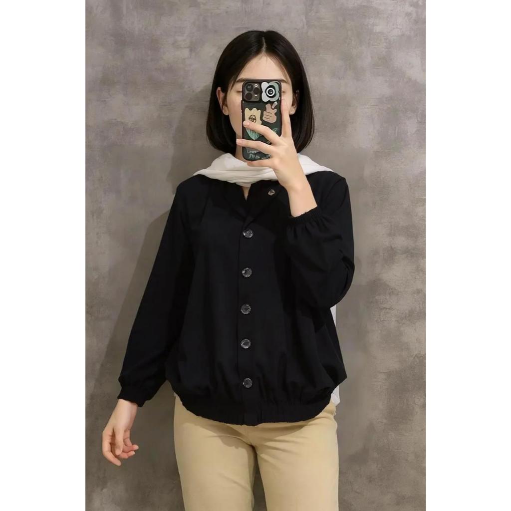 ATASAN CROP WANITA KARET PINGGANG DENGAN GAYA TERBARU/ KEMEJA KARET PINGGANG