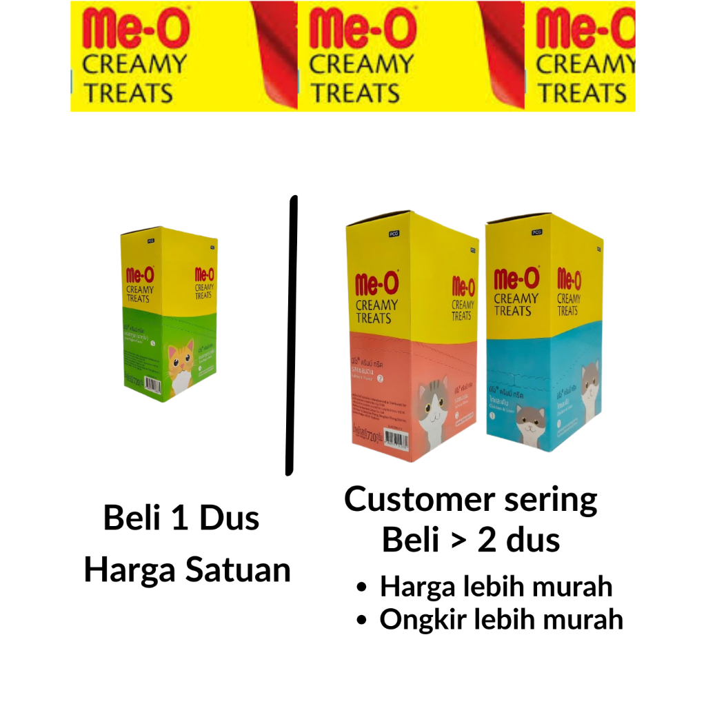 Me-O Creamy Treats Dus Isi 12pcs | Snack Kucing Creamy | Beli Lebih dari 2 Dus Lebih Murah