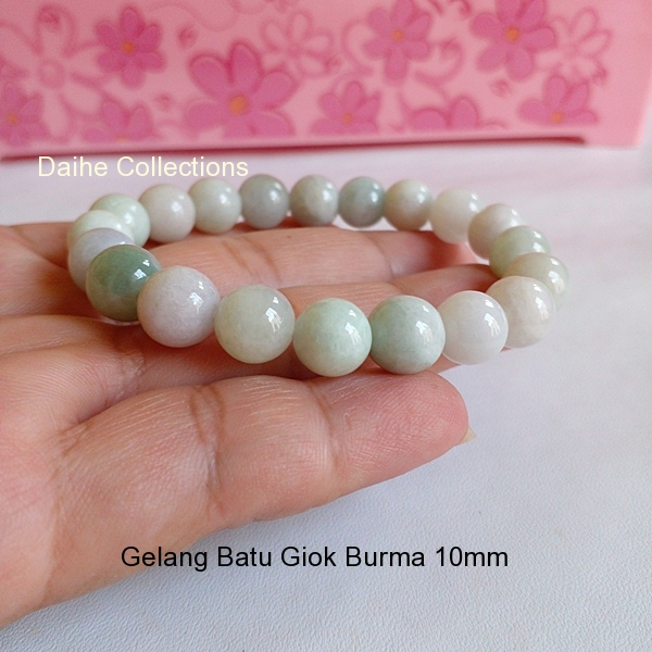 Gelang Batu Giok Burma Grade-A / Natural Jade Ori 10mm