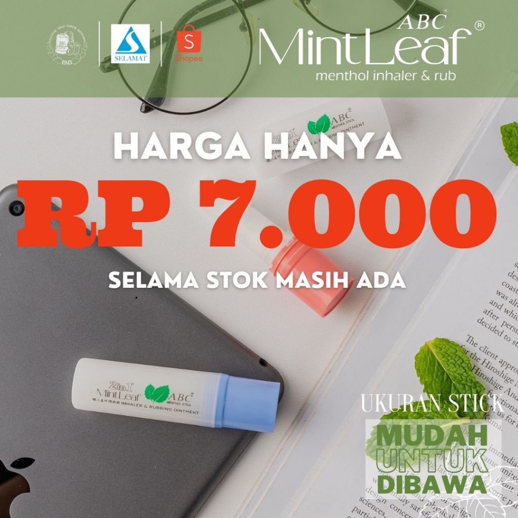 menthol MintLeaf abc Stick 3gr - inhaler dan obat gosok