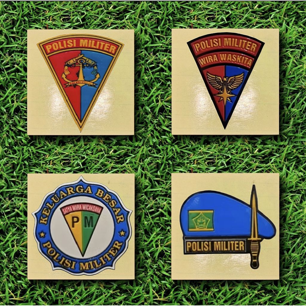 STIKER EMBOS LOGO POM AL/POM AU/POLISI MILITER SEGITIGA/POLISI MILITER BARET