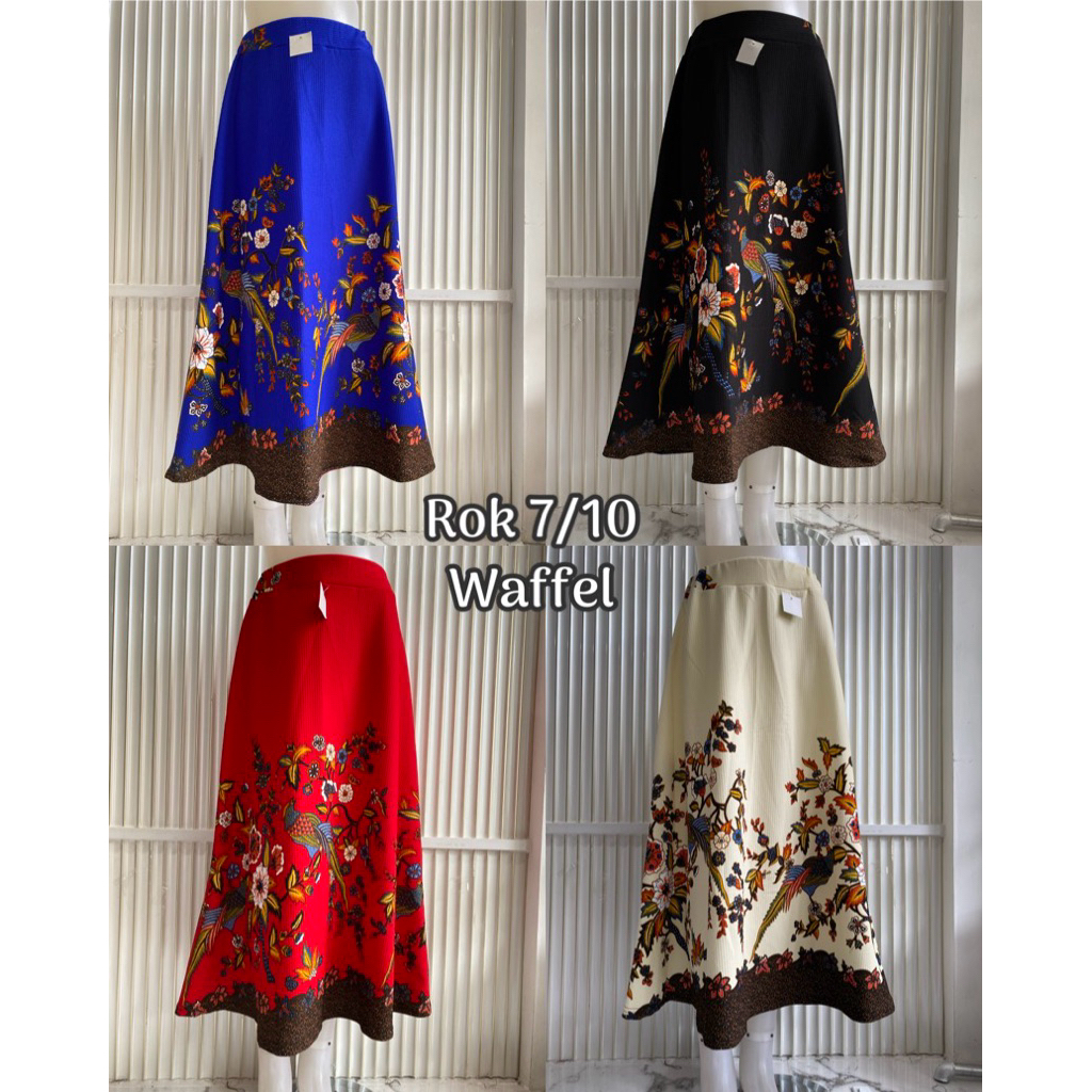 Terbaru Rok payung midi 7/10 wanita batik Papua burung cendrawasih full karet pinggang