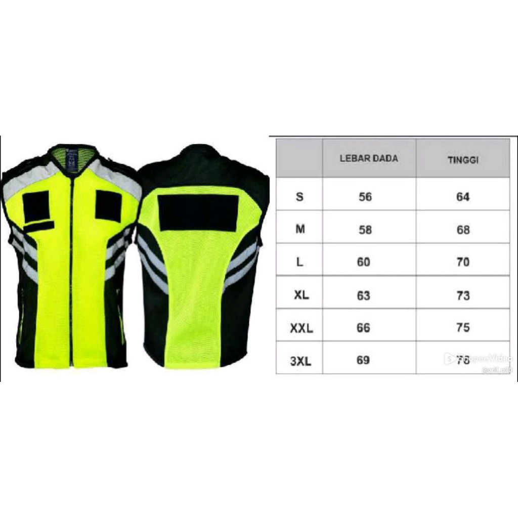 Rompi Polisi Pria Jala Doublemesh Tebal Hijau Iga Hitam High Quality Terbaru