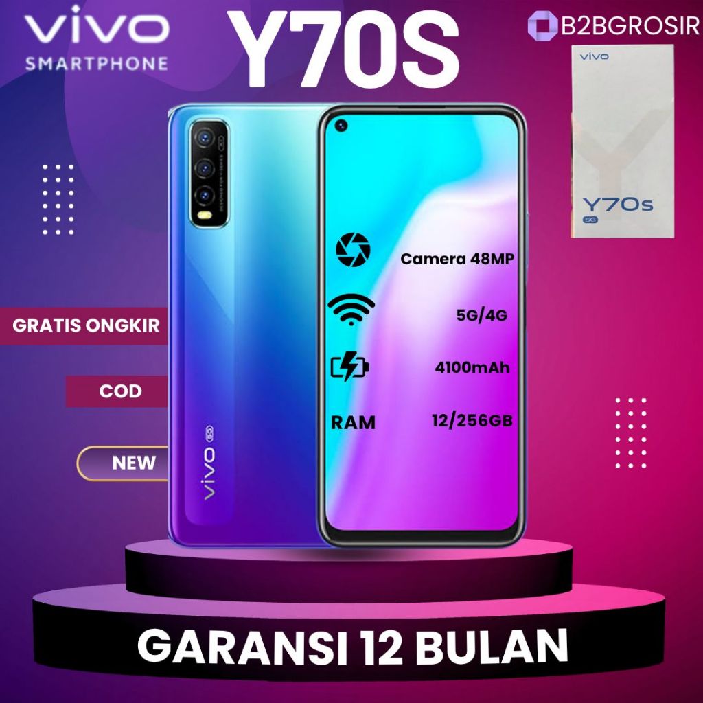 [MP] VIVO Y70s 5G TEBAIK  Ram 12+256GB Smartphone 5G terbaik 4K Display