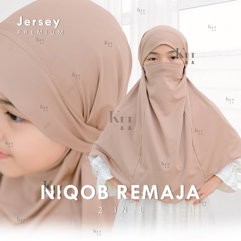 Hijab French Khimar Niqob Anak Remaja 7-15 th Jersey Premium I Hijab Cadar Anak I French Khimar Anak
