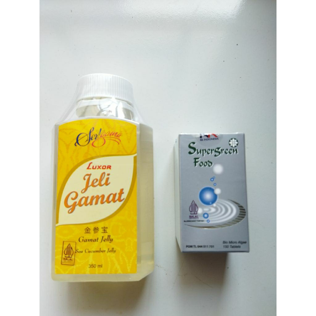 Jelly Gamat Luxor 350 ml + Spirulina super green food kk indonesia 200 tablet