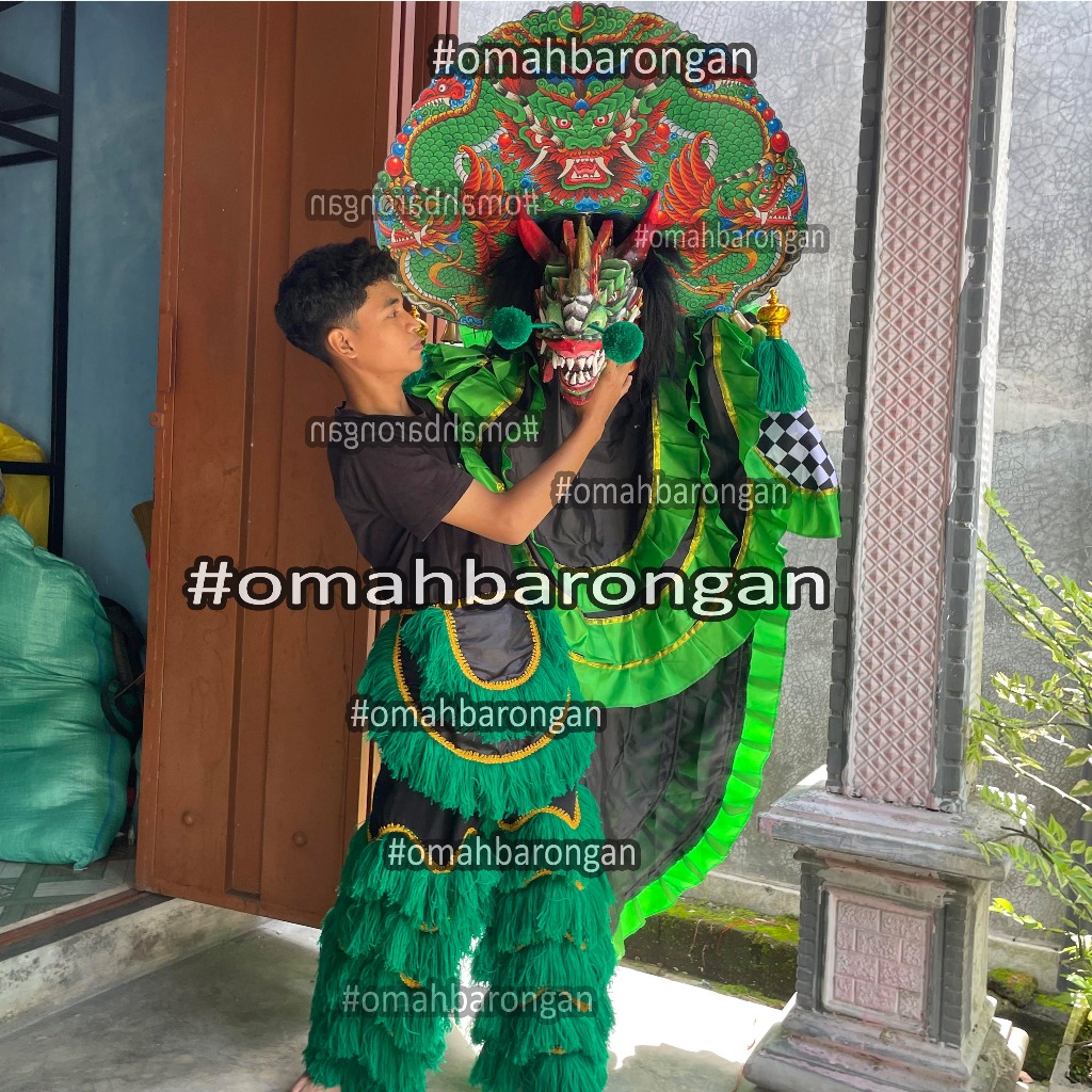 Barongan Devil Hijau 23an Full Set Kemul Panjang