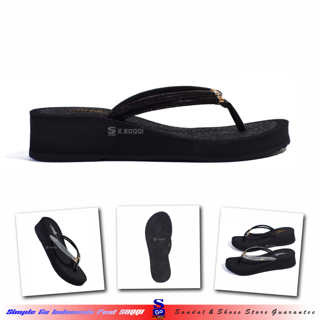 Ando Fabiola Joice Sendal Wedges Jepit Wanita Original Sandal Tebel Cewek Japit Ringan Spon 36-40