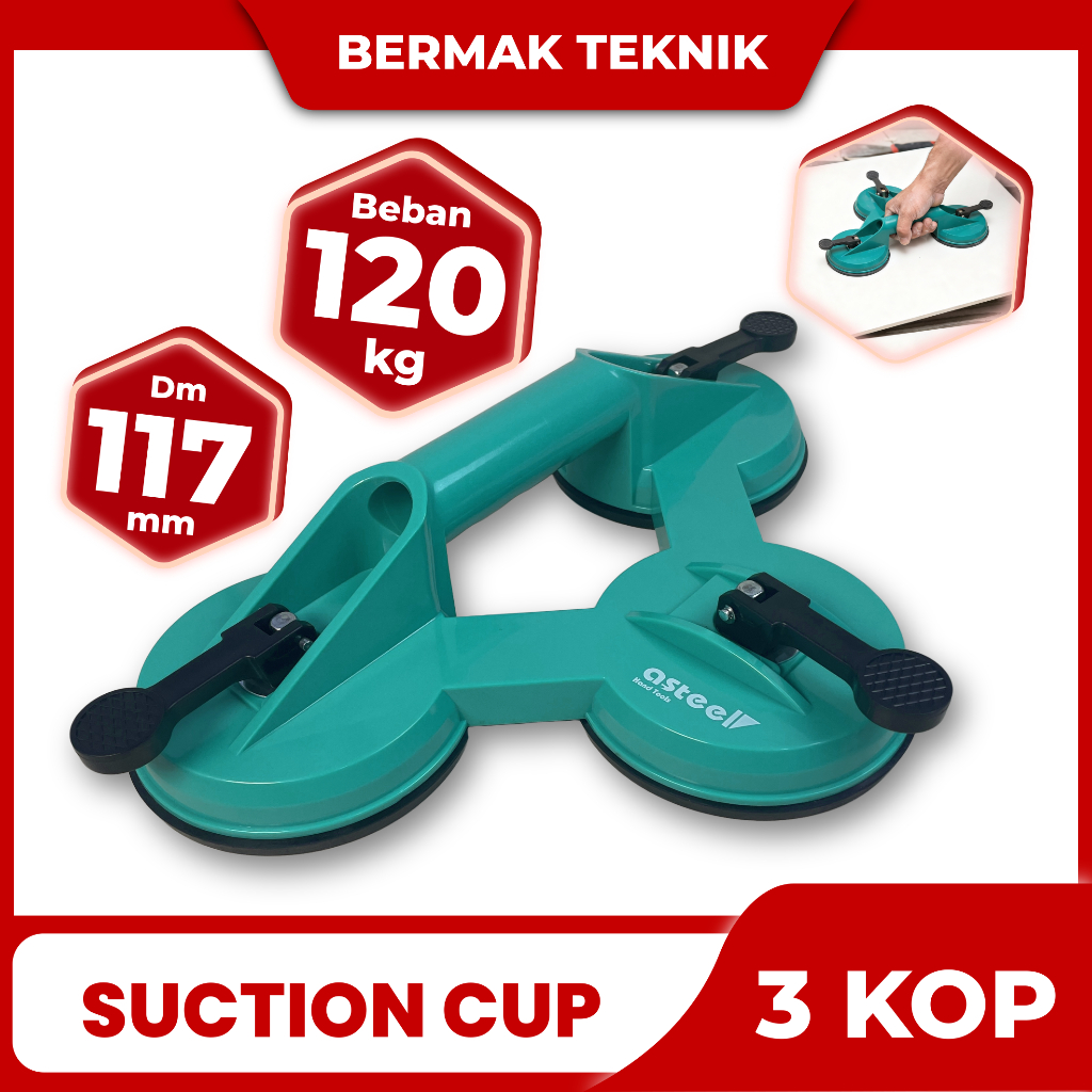Suction Cup Kop Keramik kaca granit 3 Kaki Glass
