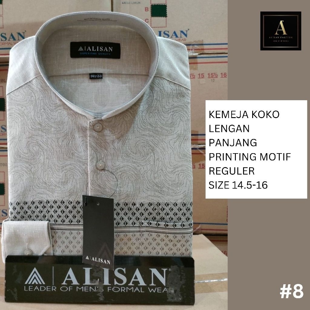 Alisan kemeja koko lengan panjang Alisan motif printing reguler