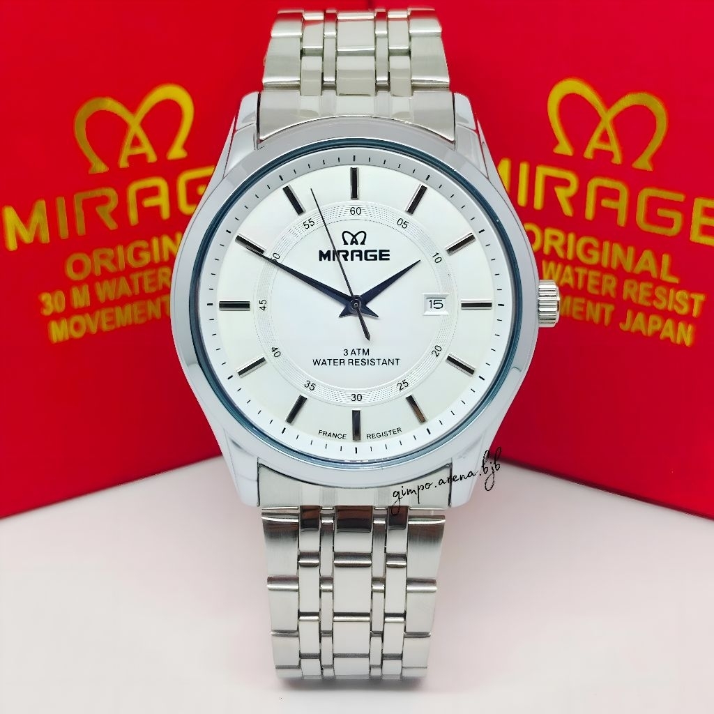 Jam Tangan Analog Pria MIRAGE 8830BRP-M Original Stainless Steel Strap Garansi Resmi 1 Tahun