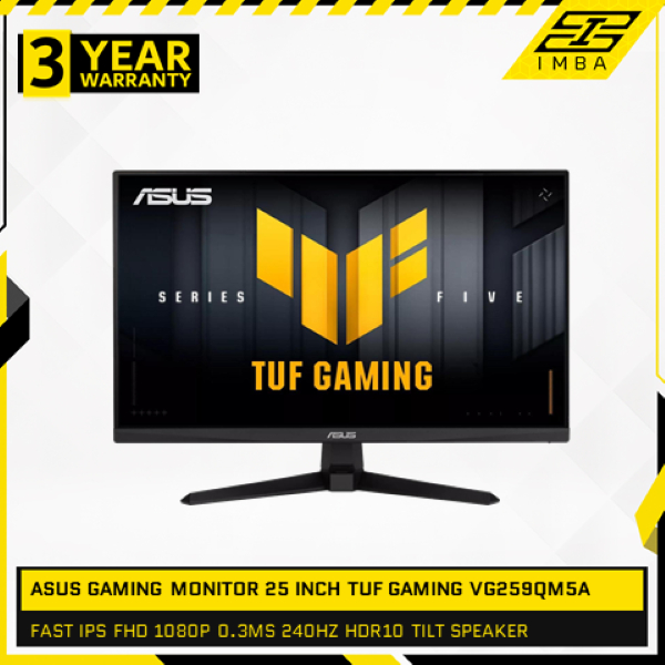 ASUS GAMING MONITOR 25 INCH TUF GAMING VG259QM5A FAST IPS FHD 1080P 0.3MS 240HZ HDR10 TILT SPEAKER