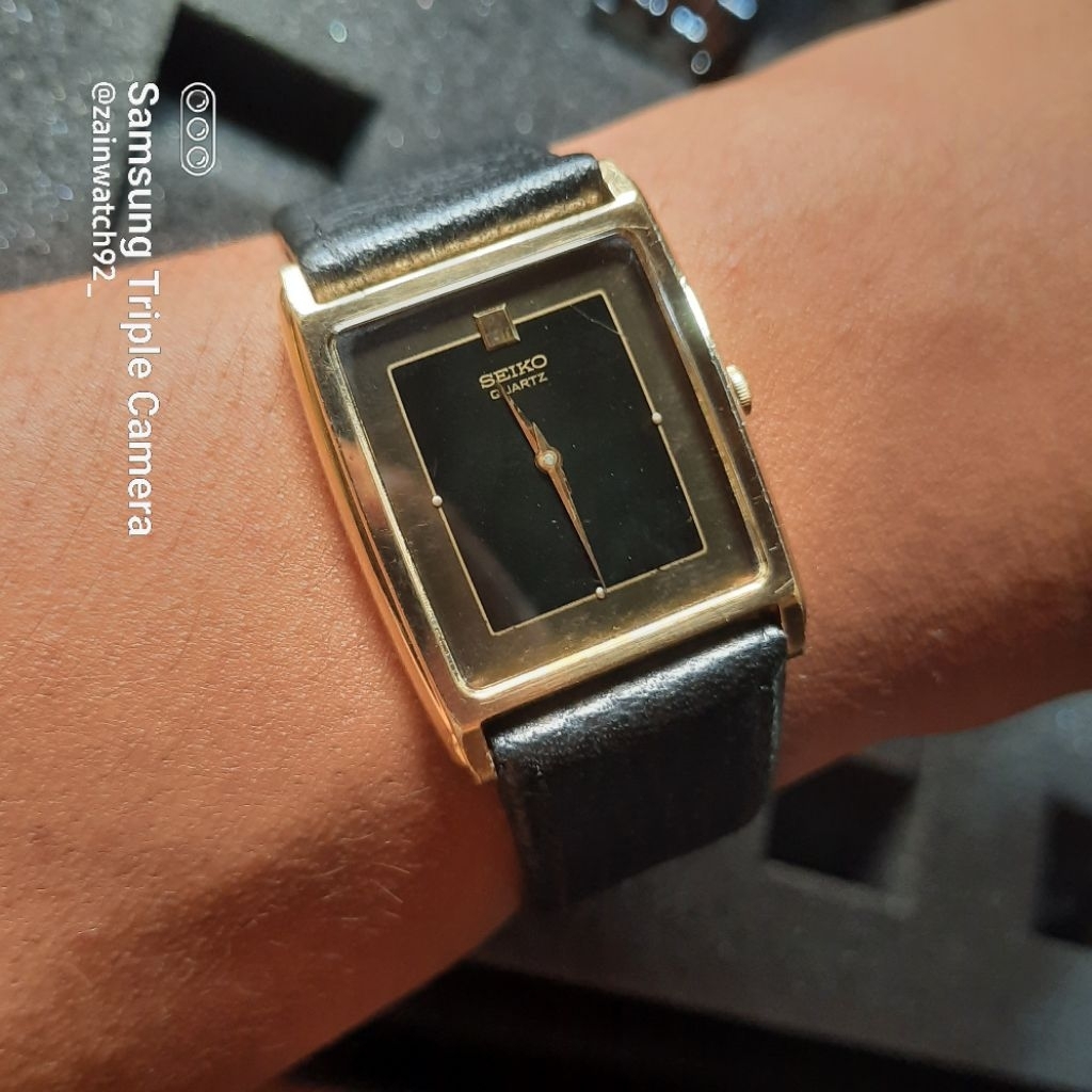 Seiko tank quartz black gold micron Vintage Original